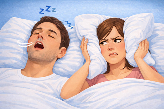 Femme qui est dérangée par le bruit de l' homme qui ronfle 
