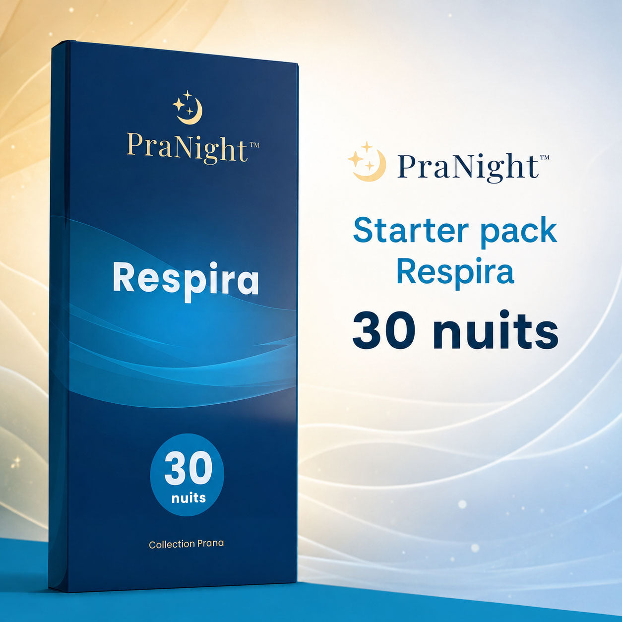 Starter Pack Respira PraNight avec 60 patchs pour 30 nuits de confort respiratoire et une respiration nasale plus confortable
