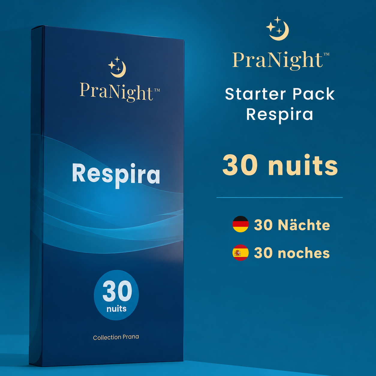 Starter Pack Respira PraNight avec 60 patchs pour 30 nuits de confort respiratoire et une respiration nasale plus confortable