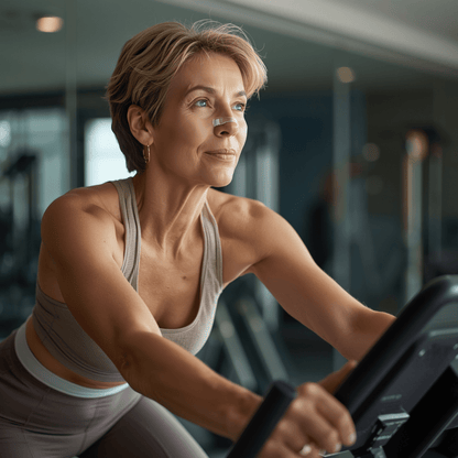 Femme faisant du sport avec le patch nasal Respira pour une respiration nasale plus confortable pendant l’effort